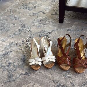 Guess Elegant White and Brown Stiletto Sandals